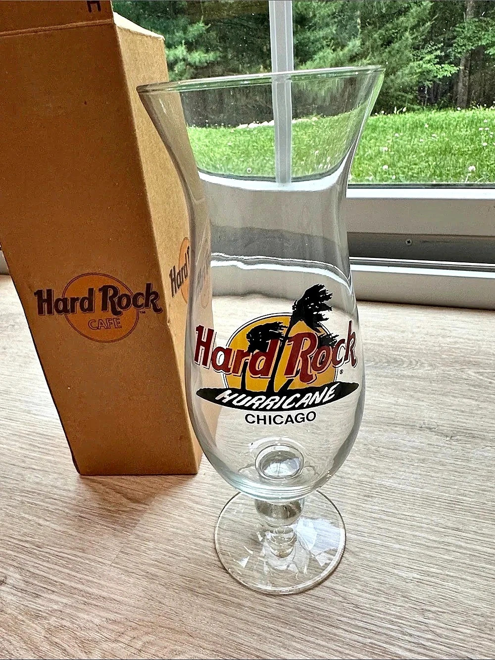 Hard Rock Cafe Hurricane Chicago Glass Clear & Black
